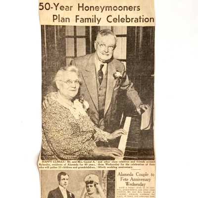 Clipping about Golden Wedding Anniversary of Mr. & Mrs. Nylander, 1940
