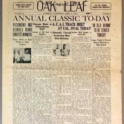 Alameda High School newspaper 'The Oak Leaf', April 8, 1927