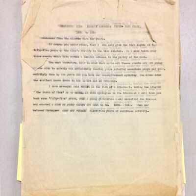 Copy of a history of the Shakspere Club, 1950