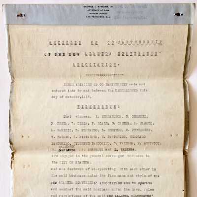 Articles of Co-Partnership of the Alameda Scavengers Association, 1917
