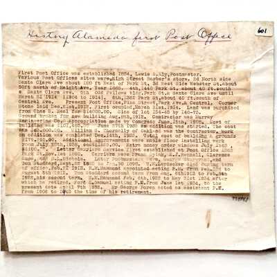 Typed report about founding Post Office, prior 1999