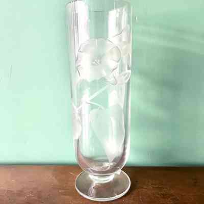Lead crystal vase with incised morning glories of the Martin family