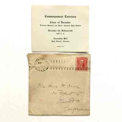 Admittence Card for Commencement Exercises Alameda High School Class of December 1903