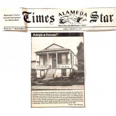 Newspaper Clipping about demolition or removal of 812 Taylor Ave, 1986