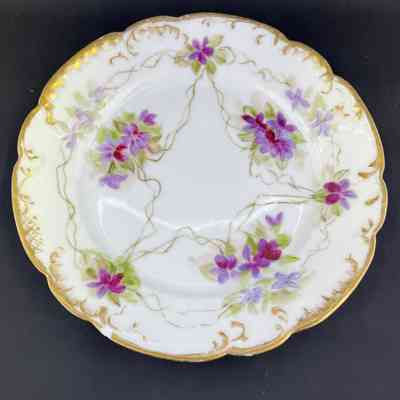 Haviland Limoges porcelain dessert plates with handpainted floral design, early 1900s