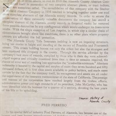 Biographical sketch of Fred Ferrero, prior 2003