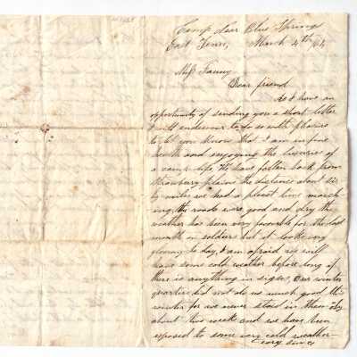 Letter to Fanny, from a Camp Near Blue Springs, East Tenn, 1864