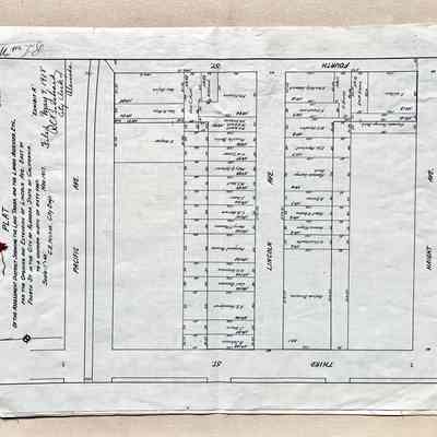 Plat maps for opening and extending Lincoln Ave east of Fourth Street, 1918