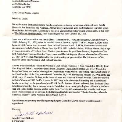 Letter about Police Officer Jesse Rogers and his family, 2005
