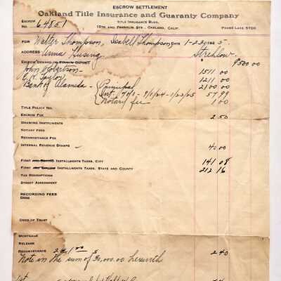 Escrow Settlement, sale Surf Beach to Neptune Beach, 1925