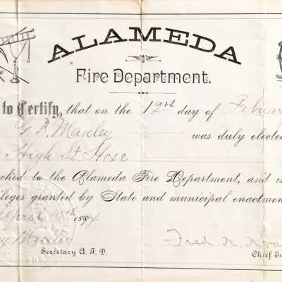 Certificate of G. B. Manley for election to High Street Hose Co. #5, 1894
