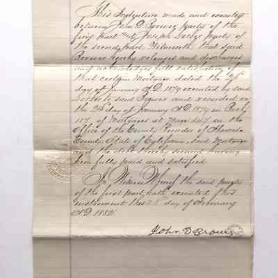 Release of Morgage to J. Lorber, 1882