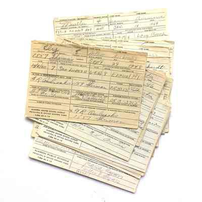 Used Washington School Student registration forms, 1940s-1950s.