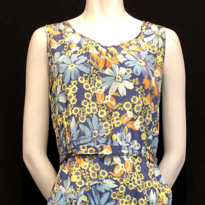 Sleeveless floral silk dress of Dorothy Dyer, c. 1930
