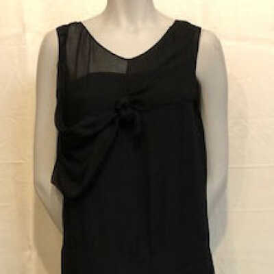 Black silk Chiffon evening dress lined w/ black Sateen, c. 1928-1929