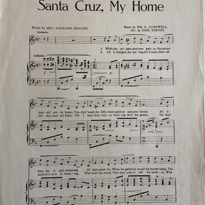 Music Sheet 'Santa Cruz, My Home in California', 1909