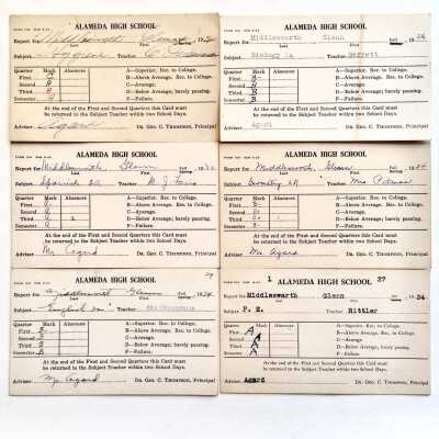 Alameda High School Report Cards, fall session 1934