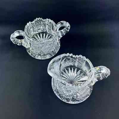 Cut glass Creamer and Sugar, early 1900s