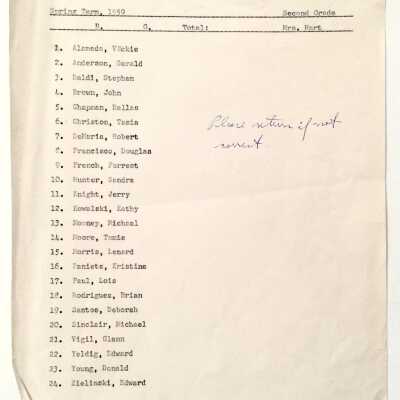 Photo of Ms. Hart's Second Grade Class, Mastick School, 1959