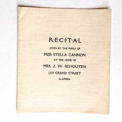 Program Recital by pupils of Miss Stella Cannon at the Schouten home, 1912-1915
