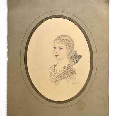 Pencil sketch of Kathleen Elizabeth Haslett, 1916