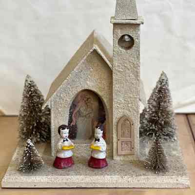 Christmas Scene with Two Carollers, c. 1950