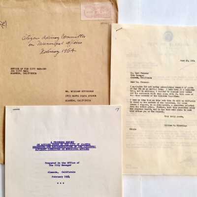 Copy and correspondence of 'A Progress Report on Actions Taken by the City...', 1954