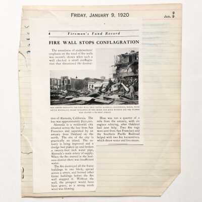 Magazine clipping re Fire on Park Street from Herbert D. Clark Journal, 1920