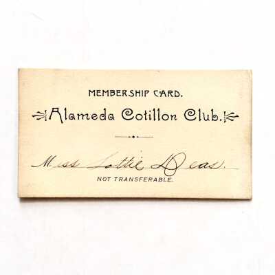 Membership Card, Miss Lottie Deas, Cotillion Club, 1890s