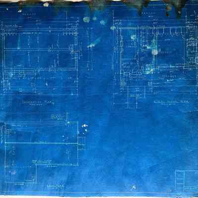 Blueprint of foundation, first floor and roof of Studio / Library annex, 2021 Alameda Ave, 1936