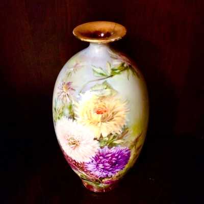 Handpainted floral vase of Iraline 'Dolly' Wilson, c. 1900