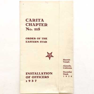 Program Installation of Officers for 1937, Masonic Temple Alameda, 1936