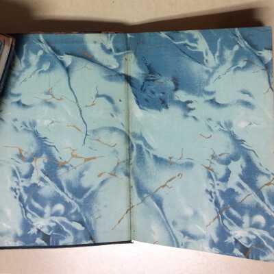 Inside of 94.42.14A: The inside covers of all the books have a lining of this marbled blue paper.