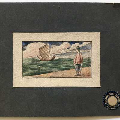 Prototype sketch for a stained glass project, Stagnaro Art Glass Works, c. 1918