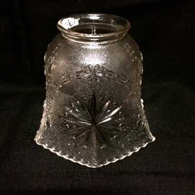 Electric shade with star and garland design on stippled background, c. 1910