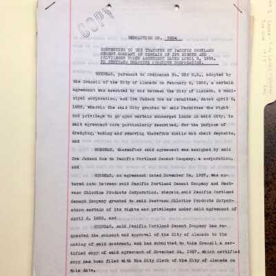 Lease of Tidelands for oyster dredging and transfer to Westvaco Chlorine, 1933-1937