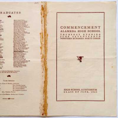 Program Commencement Alameda High School Class of June, 1943