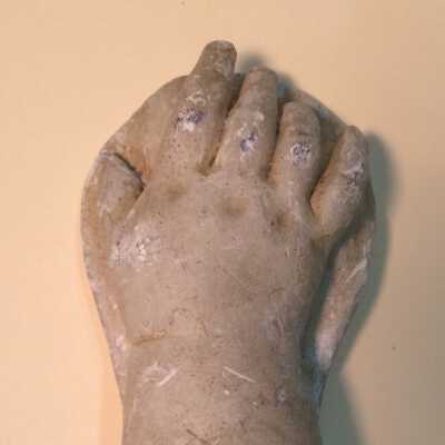Sculpted plaster hand of Carol Tripp, by Miss Fannie Chipman, 1897