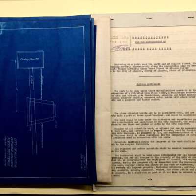 Specifications and blueprints for the North Side Sewer, 1920-1921