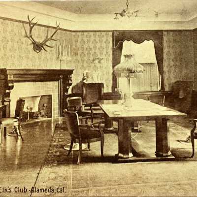 Postcard of the Red Room of the Elks Club, c. 1912