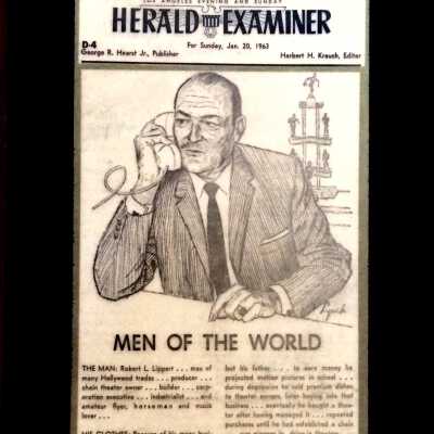 Plasticized article on Robert L. Lippert in L.A. Herald Examiner, 1963