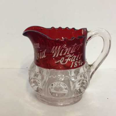 Mary Anderson's S.F. Mid Winter Fair Souvenir Glass Cream Pitcher, 1894