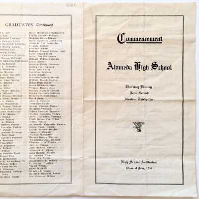 Program commencement Alameda High School class of June 1932