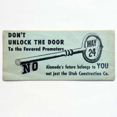 Flyer issued by Civic League of Alameda, concerning South Shore fill, early 1950s