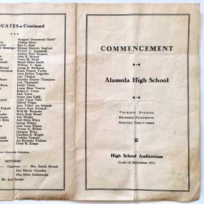 Program Commencement, Alameda High School Class of December 1933