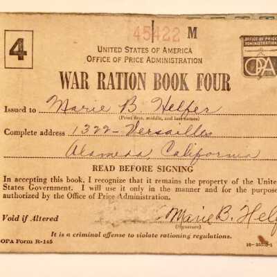 War Ration Book Four, #45422 M, 1941-1945