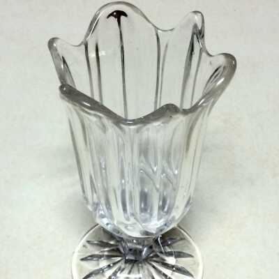 Clear pressed glass circular pedestal base celery vase, early 1900s