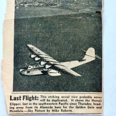 Clipping about the Hawaii Clipper that was lost at sea, prior 2001