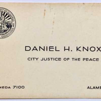 Business Card of Daniel H. Knox, Justice of the Peace, c. 1950s