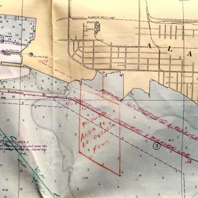 Map of a proposed dredging area, c. 1950s